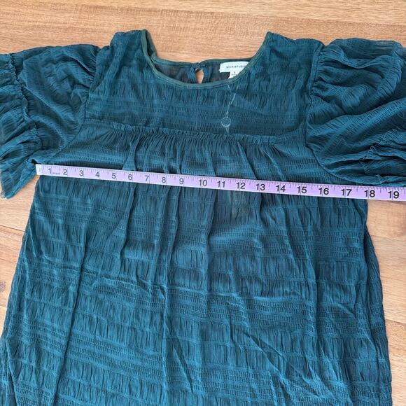 MAX STUDIO Mesh Lace Top In Forrest Green Womens Sz Small Garden Fairy Witchy - Picture 11 of 14